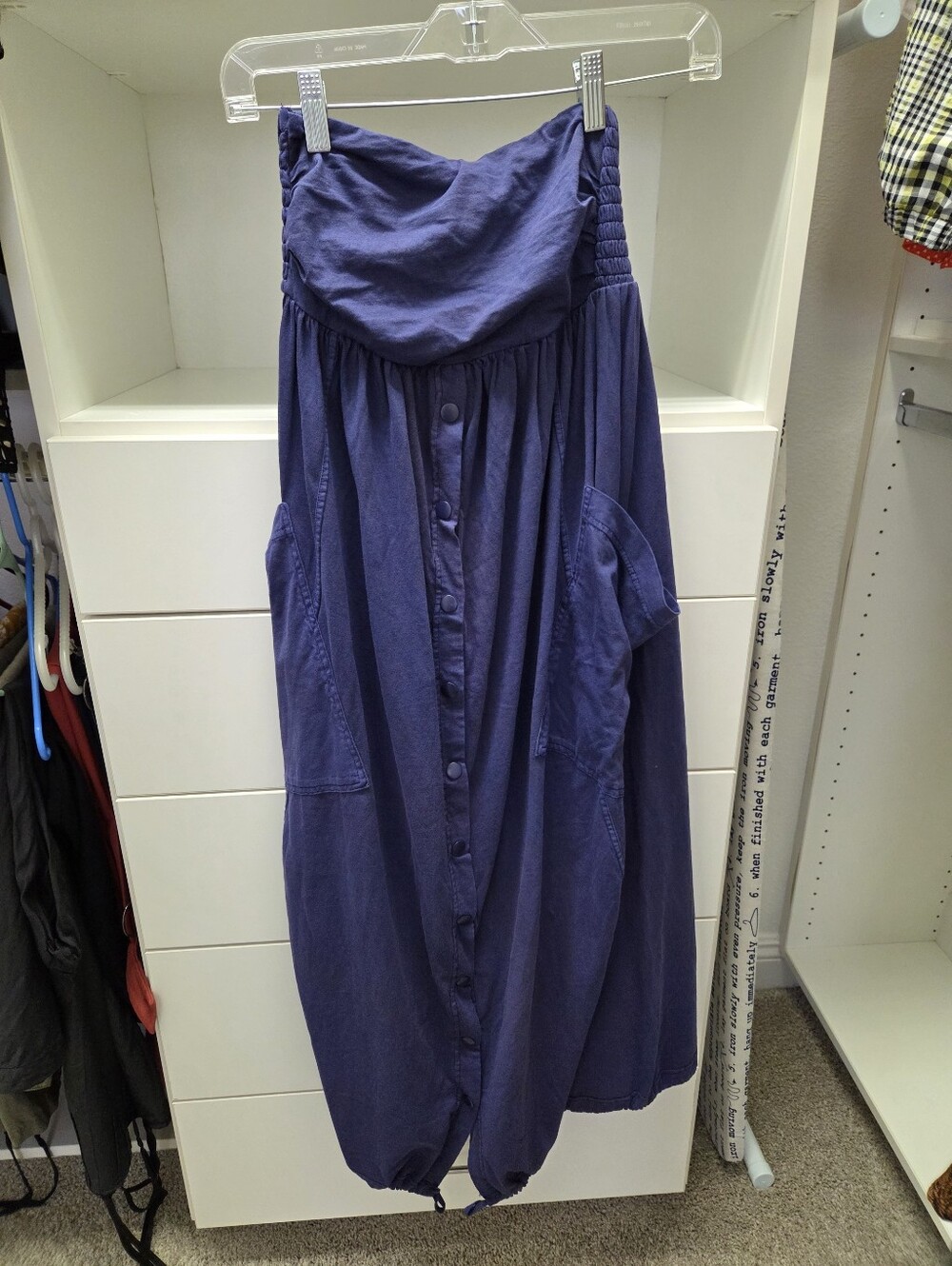 Anthropologie Button-Front Strapless Maxi Dress in Deep Indigo